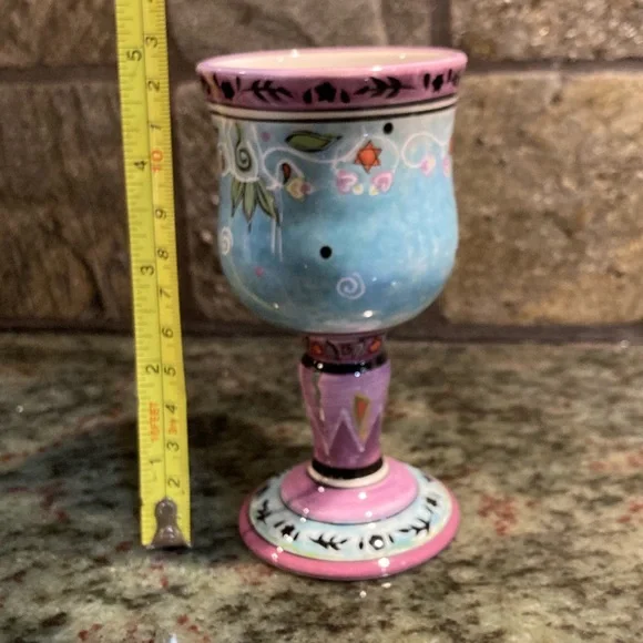 NEW!! beautiful painted ceramic kiddish cup - Picture 2 of 10